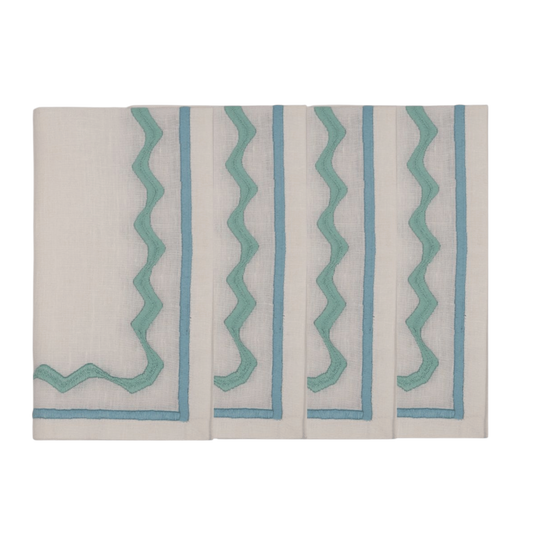 Embroidered Ripple Stitch Napkins 18" x 18" (Set of 4)