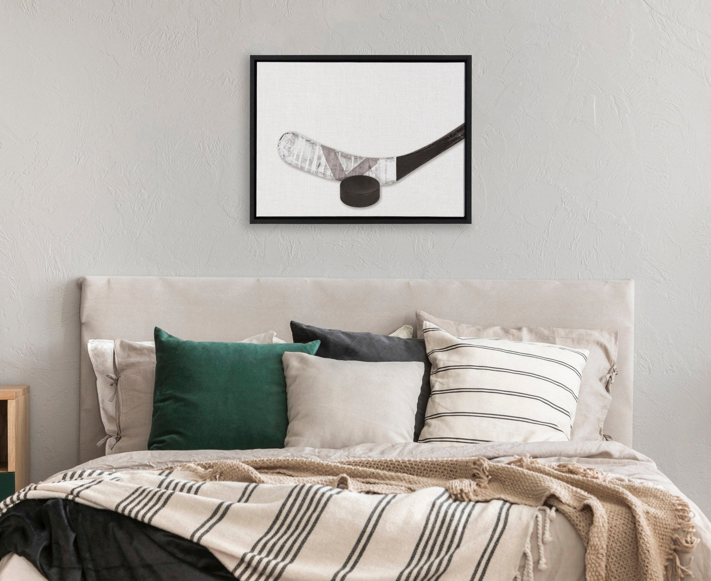 Sylvie Horizontal Hockey Stick And Puck Portrait Framed Canvas, Black 18x24