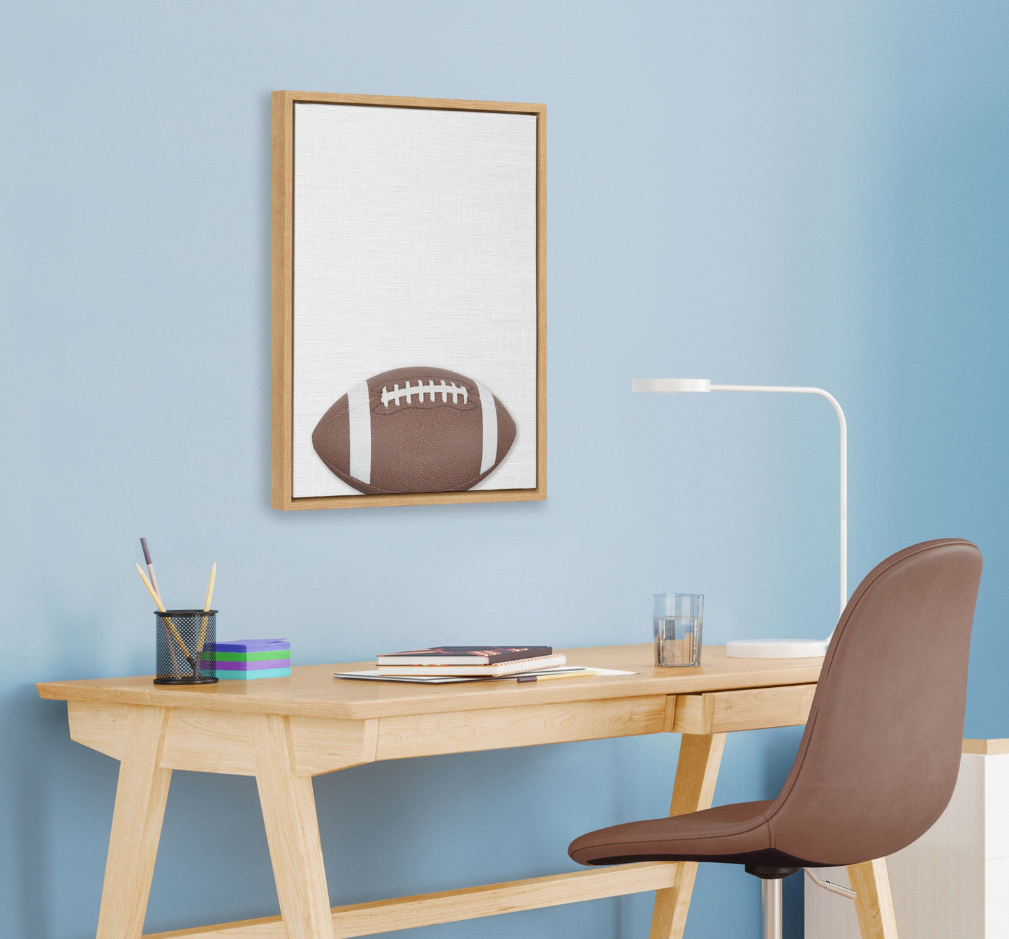 Sylvie Color Football Portrait Framed Canvas, Natural 18x24