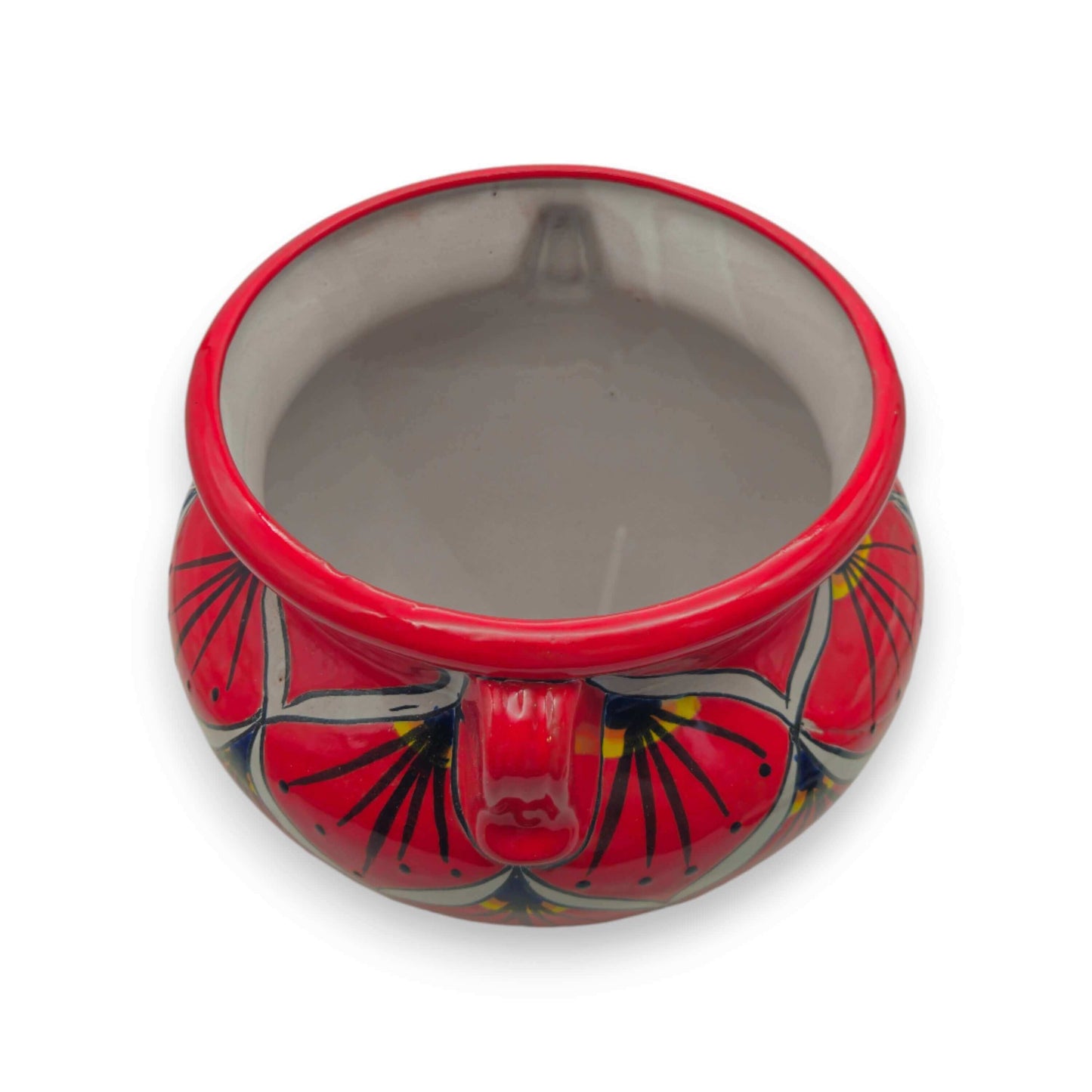 Red Peacock Talavera Planter | Hand-Painted Mexican Pot