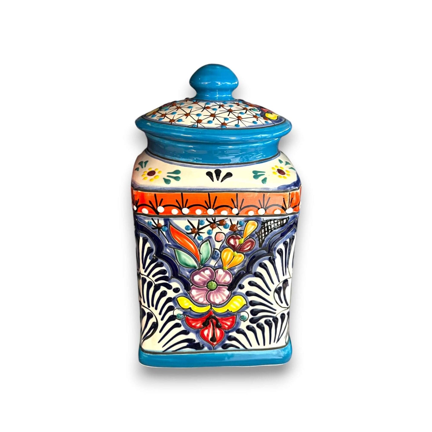 Set of 3 Light Blue Talavera Canister Set | Mexican Pottery from