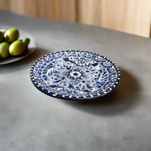 6" Talavera Blue & White Dinner Plate | Mexican Dinnerware