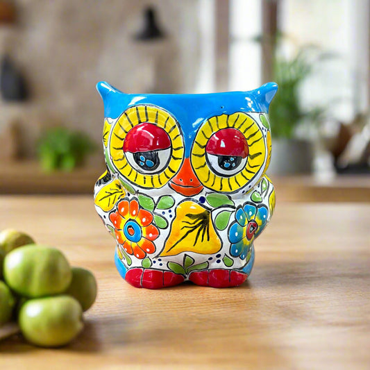 Talavera Owl Planter | Colorful Hand-Painted Mexican Pottery