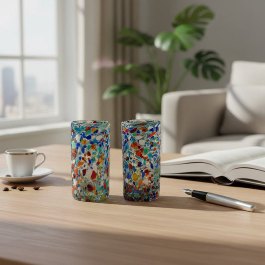 Hand-Blown Double Shot Glass | Mexican Confetti Glassware