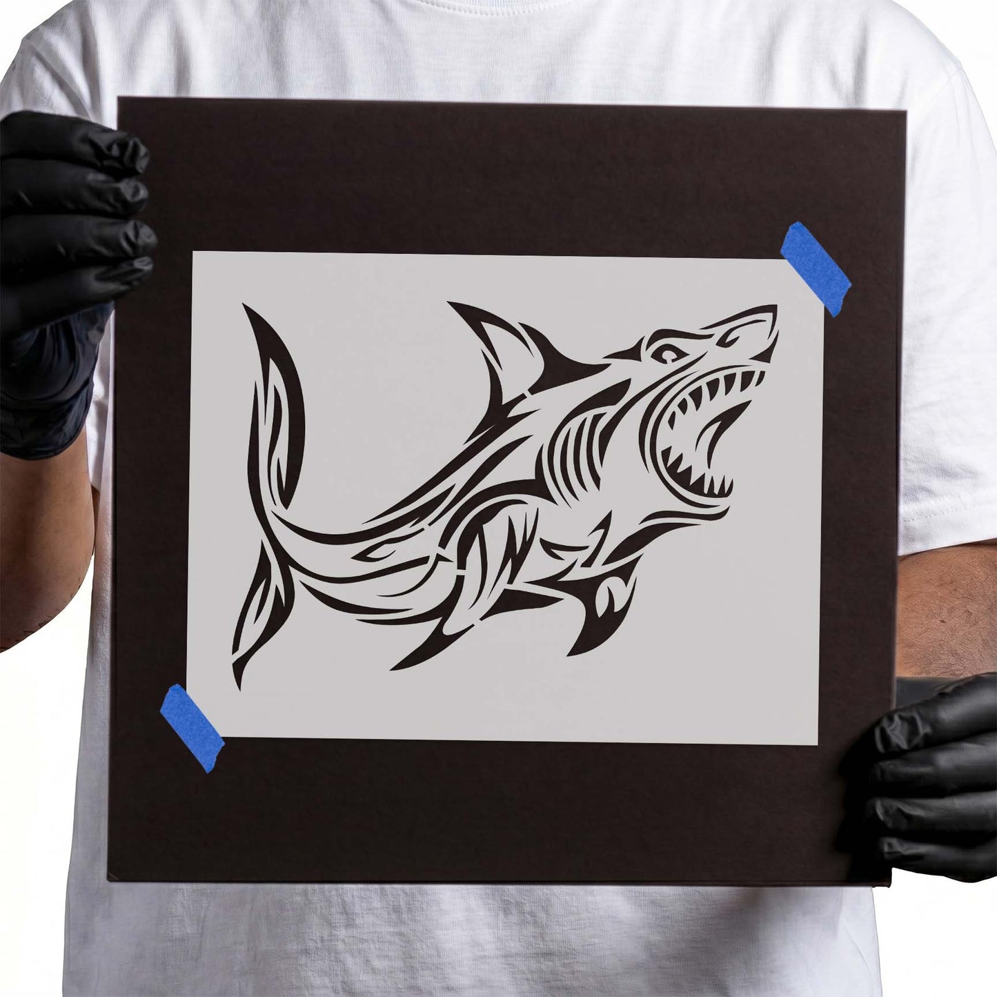 Tribal Shark Stencil