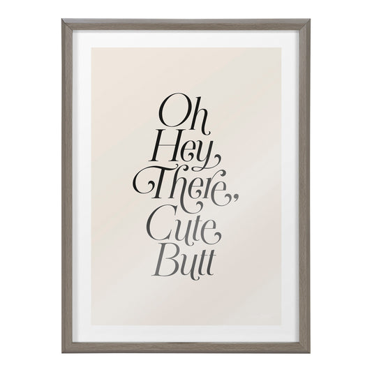Blake Nice Butt Framed Printed Glass by Leonora Jennifer Benza of Yellow Heart Art