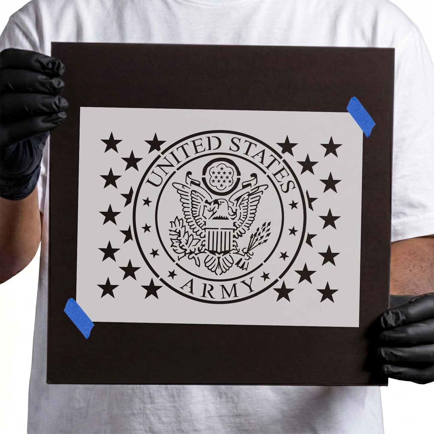US Army Logo with Stars Stencil