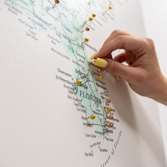 Wooden Canvas USA Map - Colorful