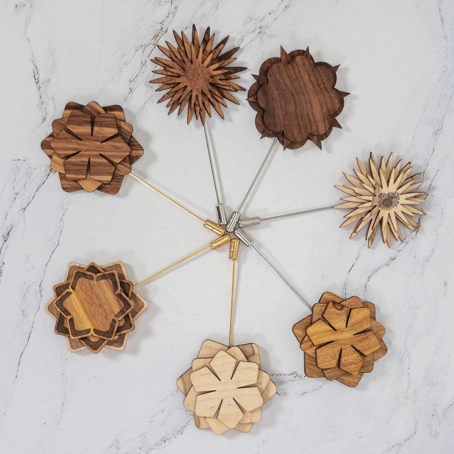 Wood Brooch | Starburst Cloud
