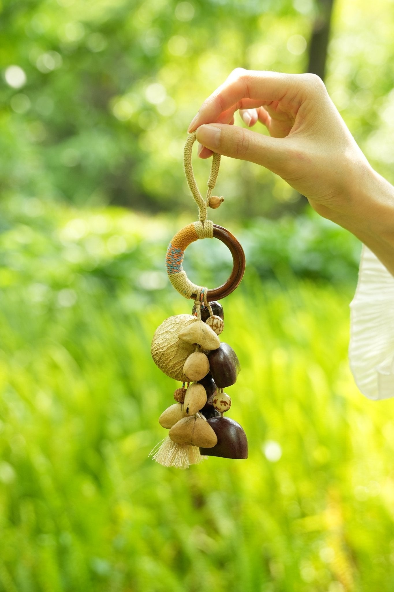 "Artisan Hoop" Wood Ring Seed Charm