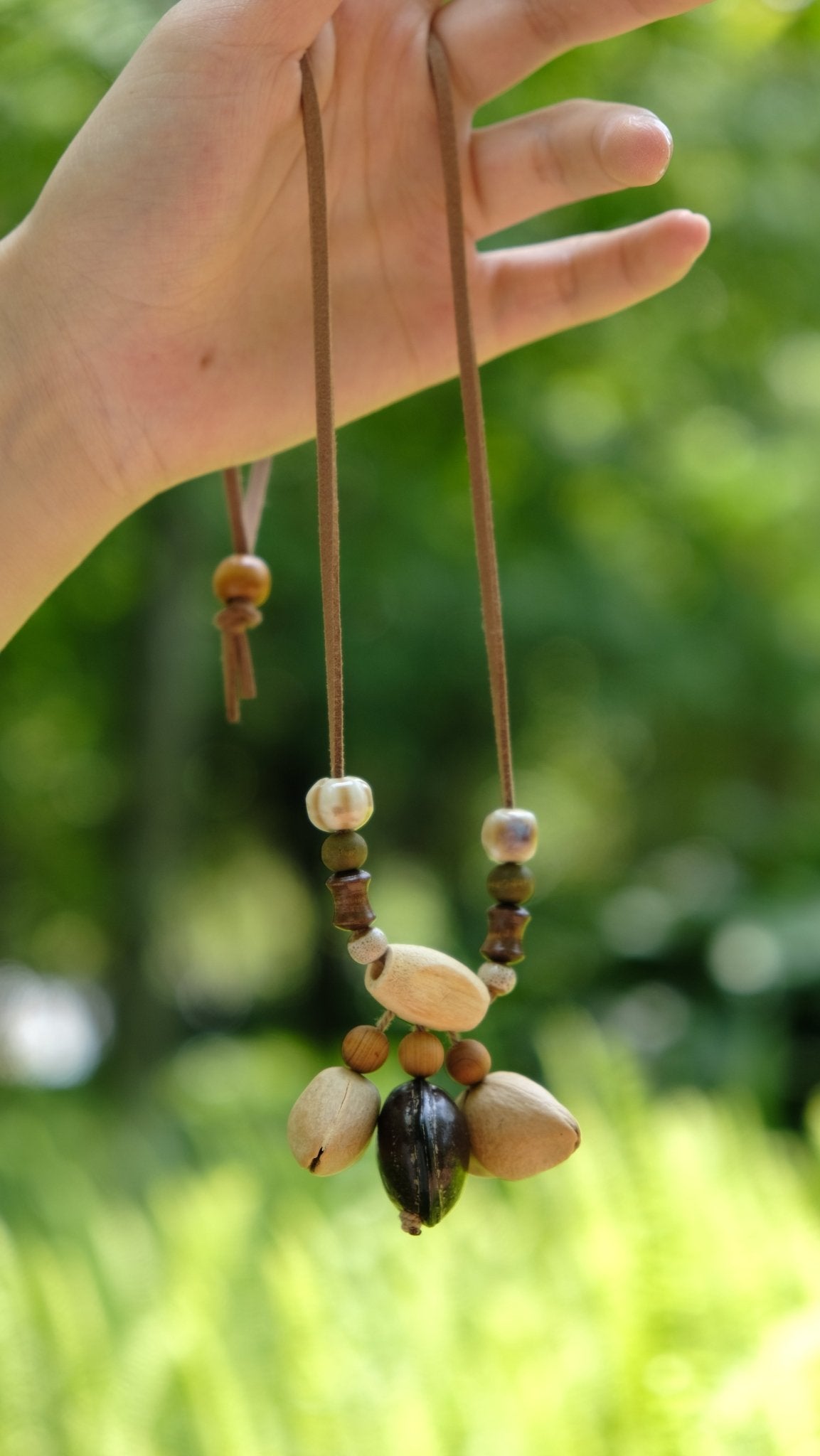 "Woodland Echo" Seed&Wood Bead Necklace
