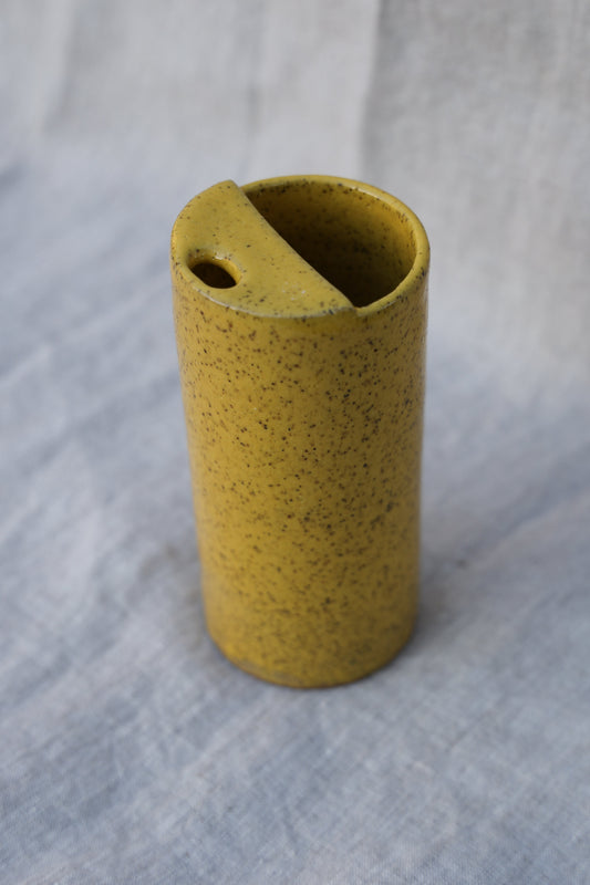 Buttered Sunlight Travel cup, to go cup, on the go cup, ceramic travel mug, hand thrown pottery, speckled beautiful warm yellow