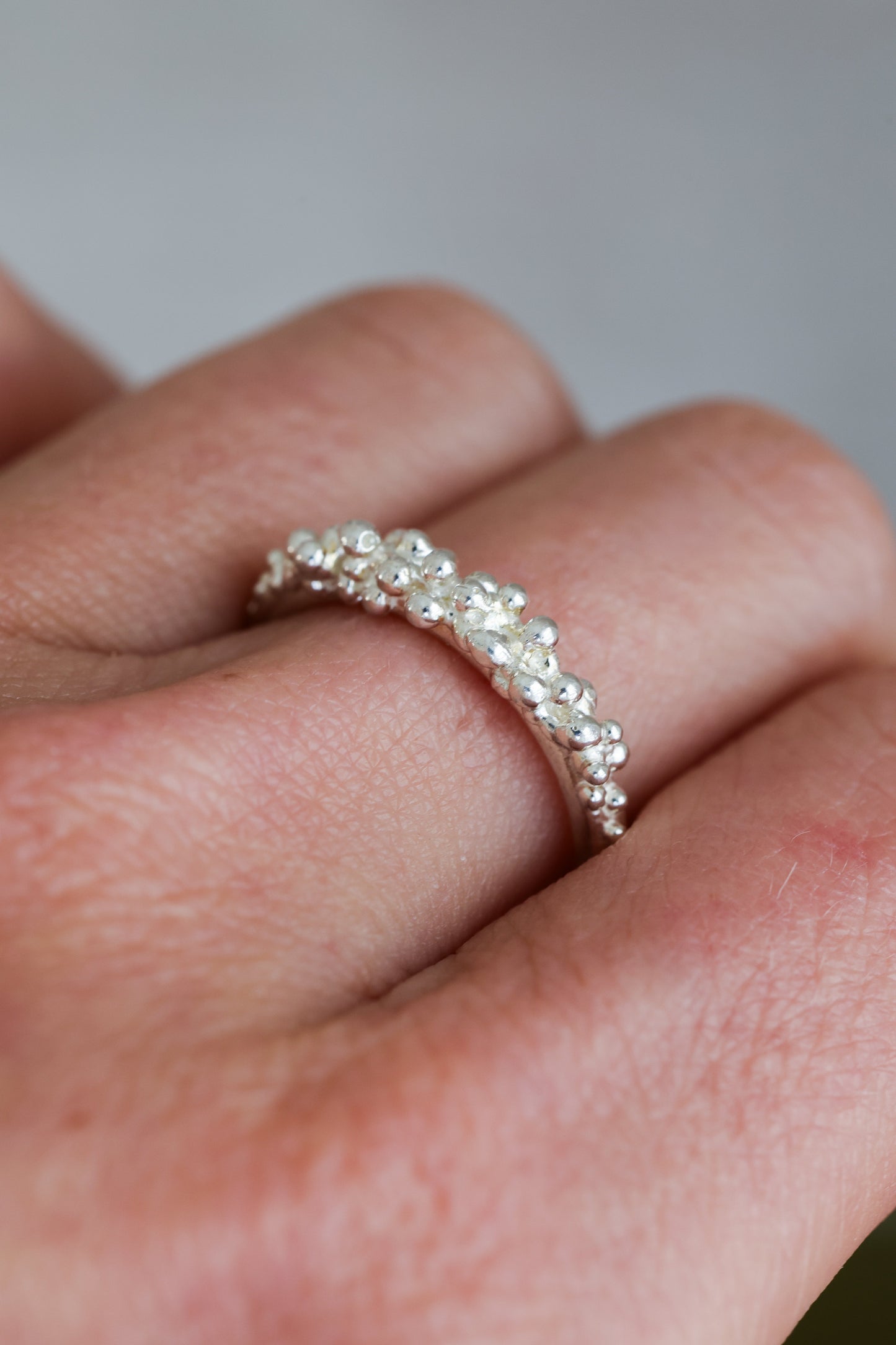 Bubbling ocean ring, size 6, recycled sterling silver.