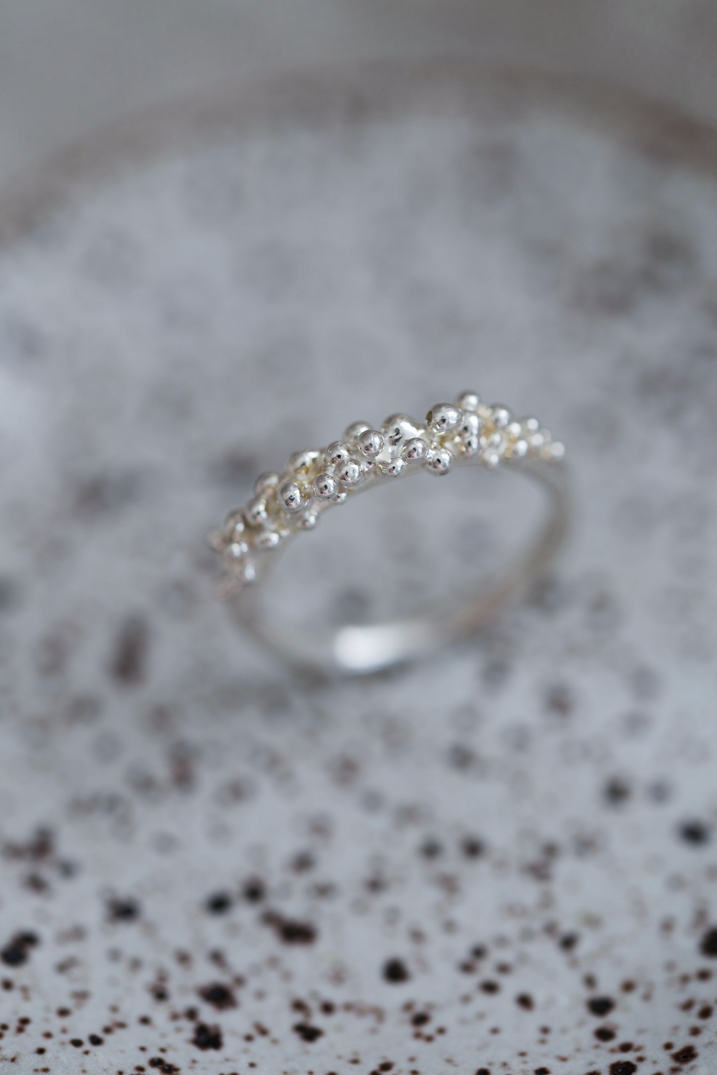 Bubbling ocean ring, size 6, recycled sterling silver.