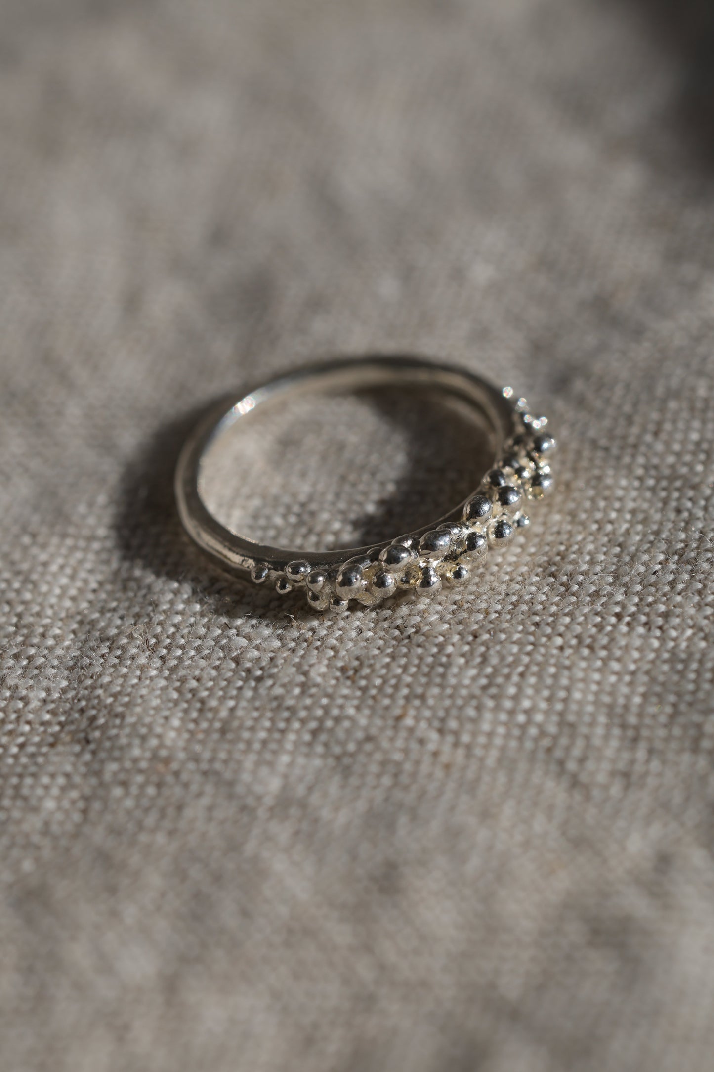 Bubbling ocean ring, size 6, recycled sterling silver.
