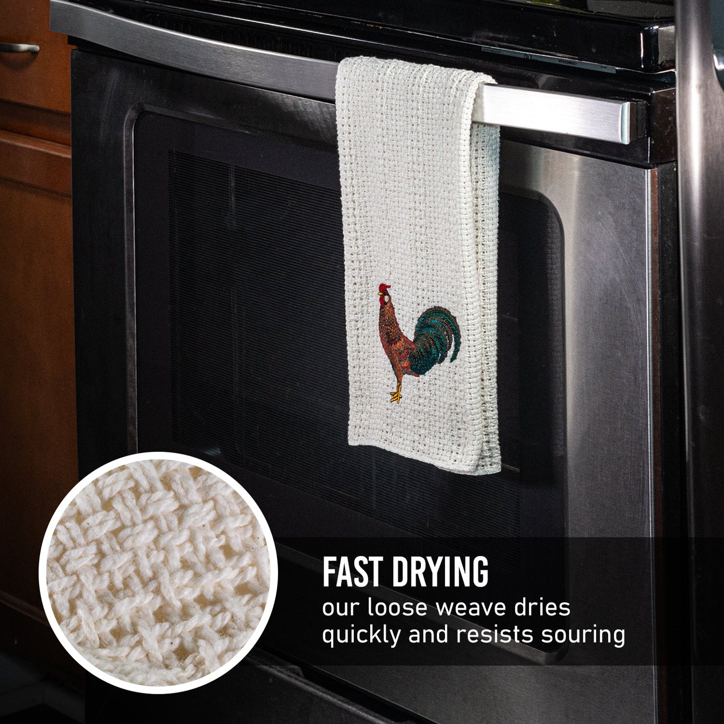 100% Cotton Novelty Embroidered Kitchen Towels  24" x 15"