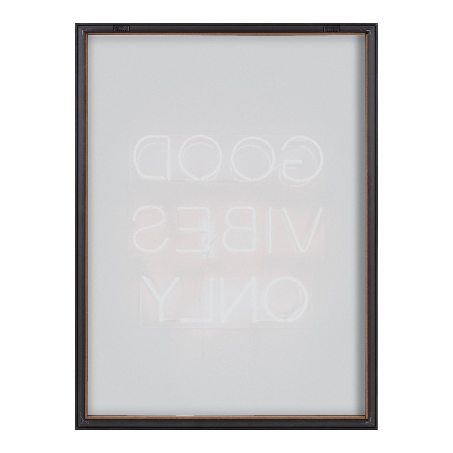 Blake Good Vibes Only Neon Sign Framed Printed Glass by The Creative Bunch Studio
