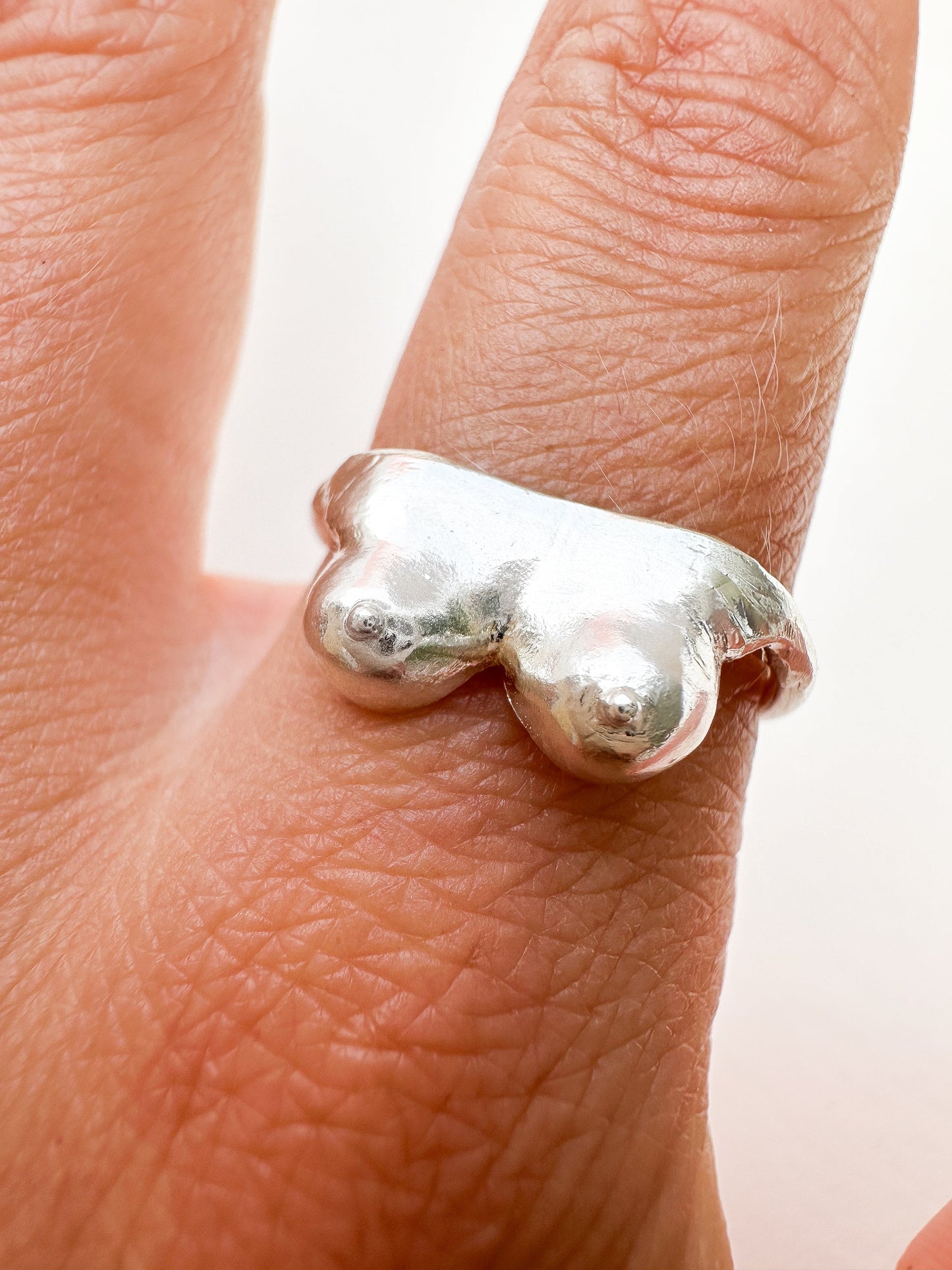 Breastful Bling, Silver boob ring, breast cancer awareness ring, Titty Trinket, Mammary Magic ring.
