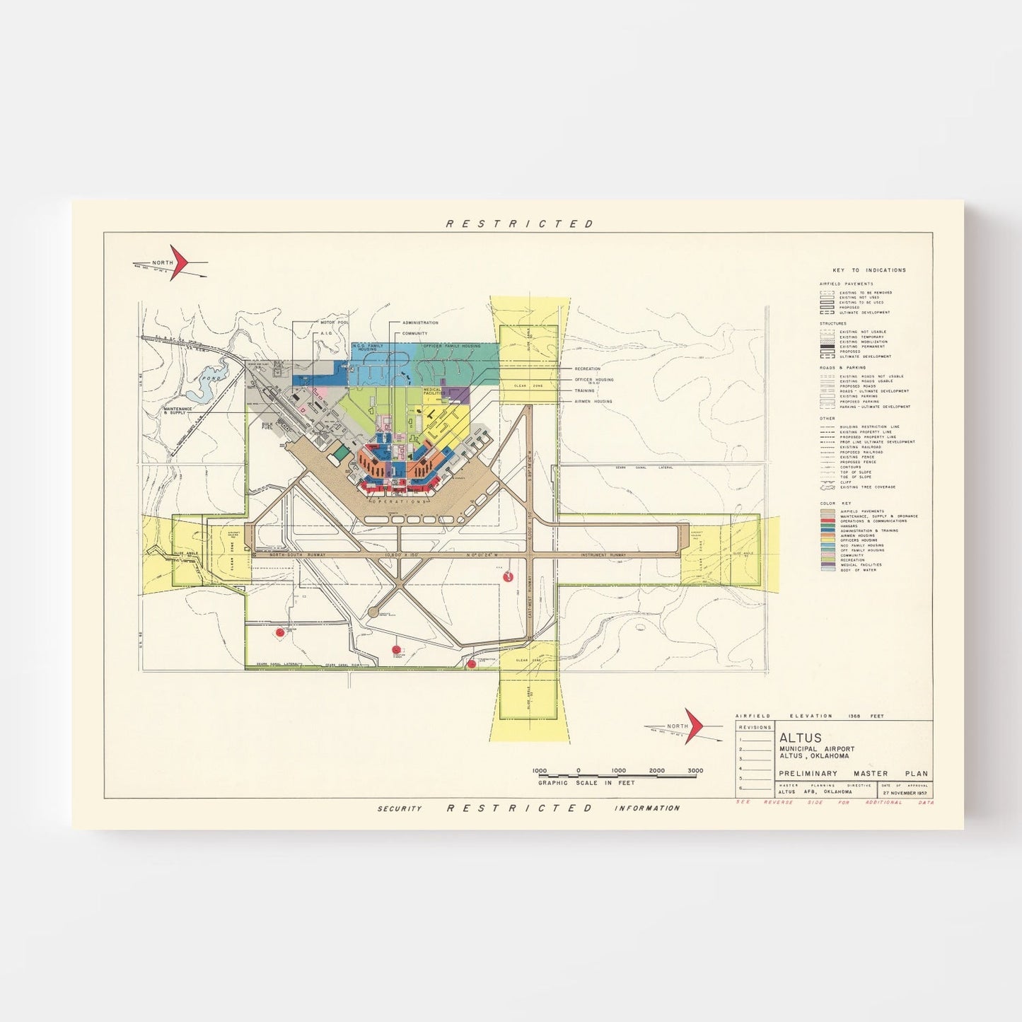Vintage Map of Altus Municipal Airport, 1952