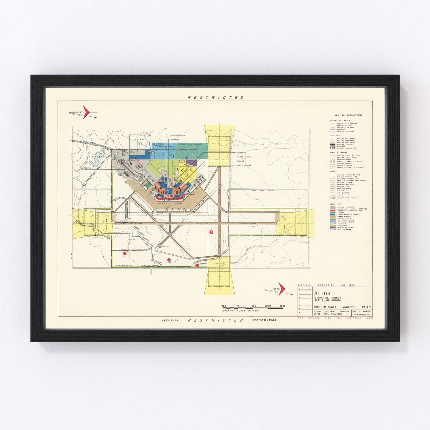 Vintage Map of Altus Municipal Airport, 1952