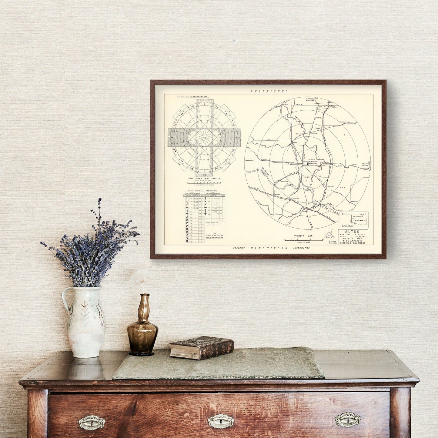 Vintage Map of the Altus Municipal Airport Vicinity, 1952