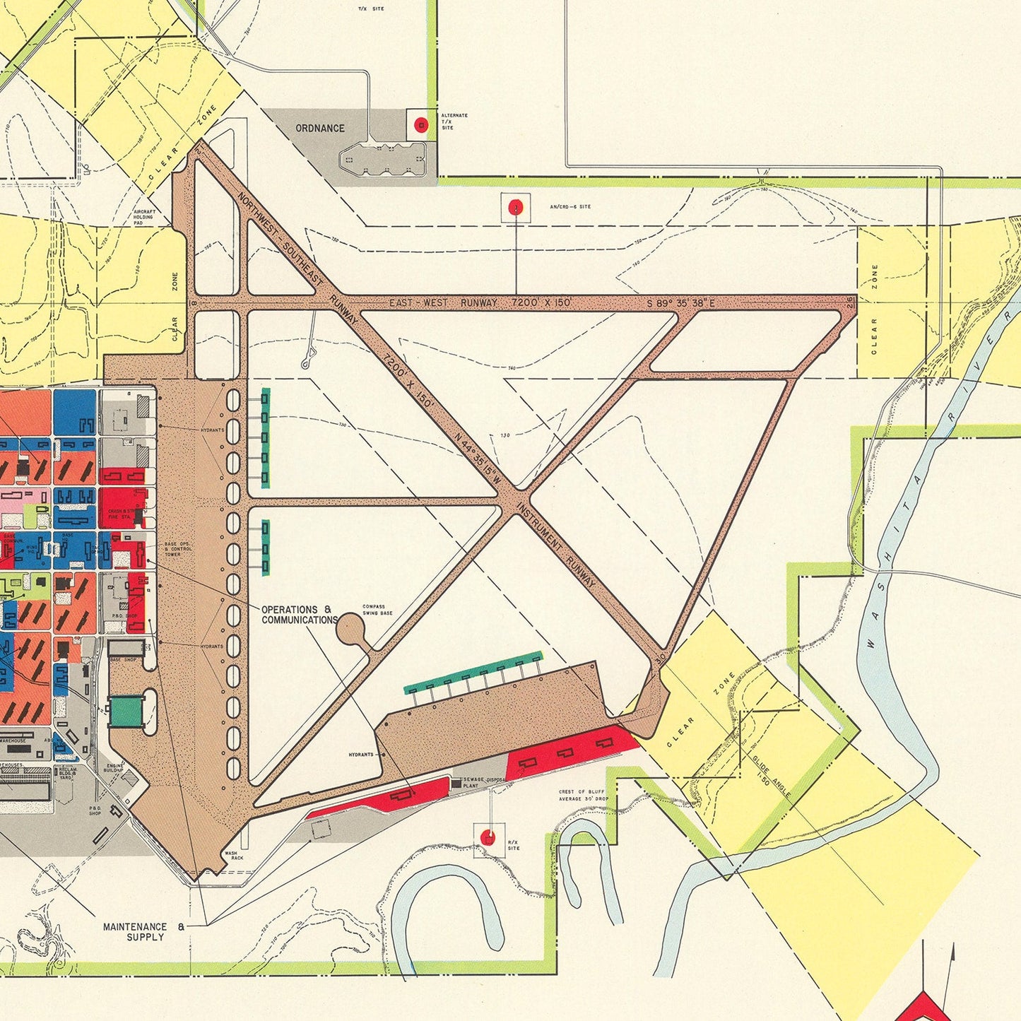 Vintage Map of Ardmore Municipal Airport, 1952