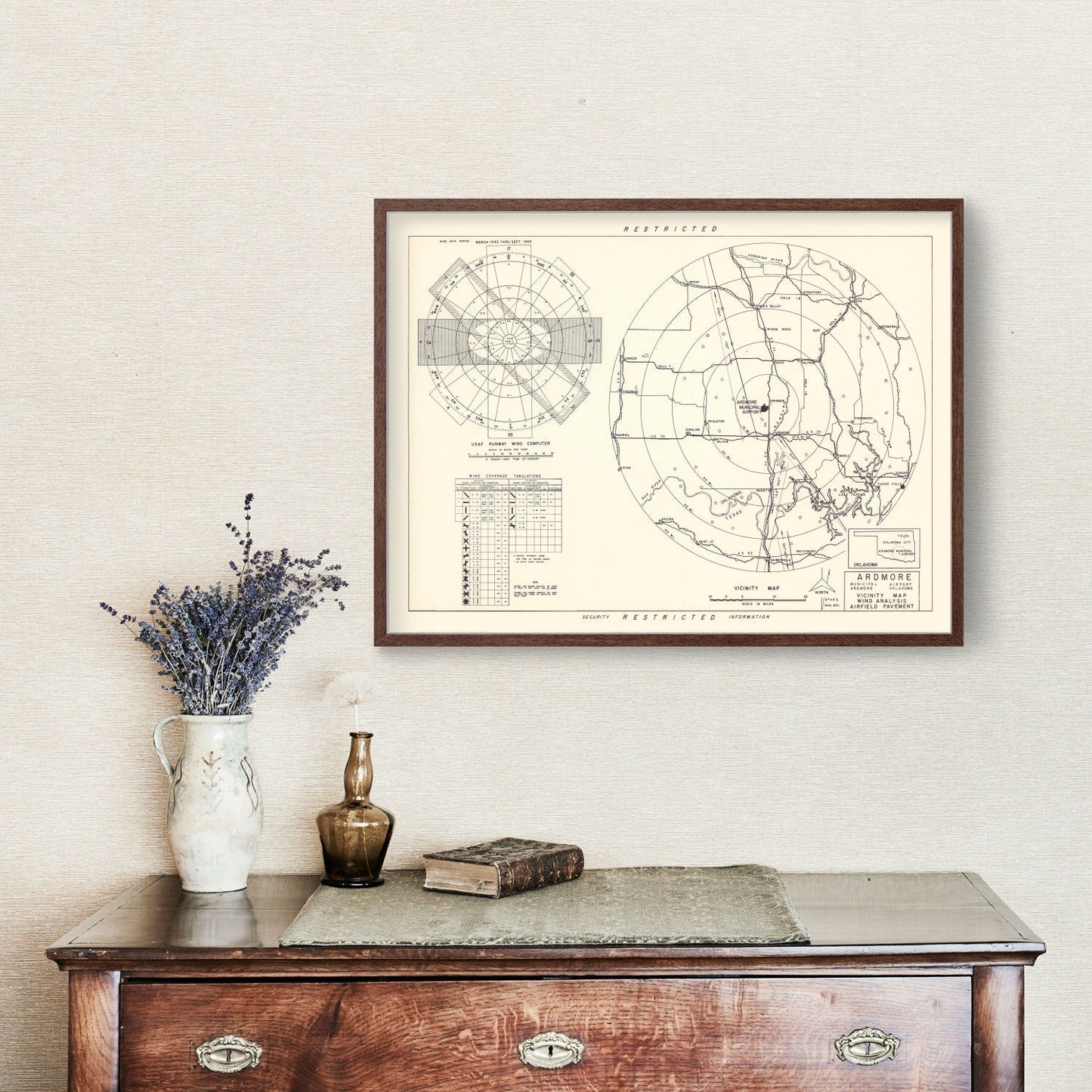 Vintage Map of the Ardmore Municipal Airport Vicinity, 1952