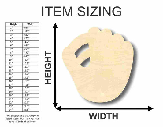 Unfinished Wood Baseball Mitt Shape - Sports - Kids Room Decor - up to 46" DIY