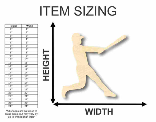 Unfinished Wood Baseball Player Shape - Sports - Kids Room Decor - up to 46" DIY