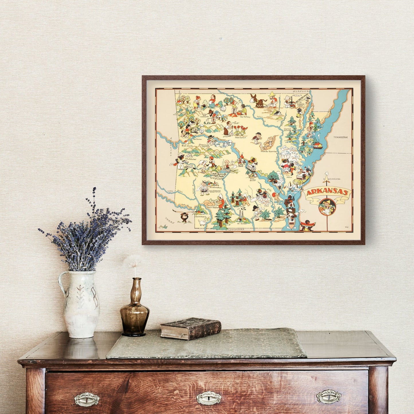 Vintage Map of Arkansas 1935