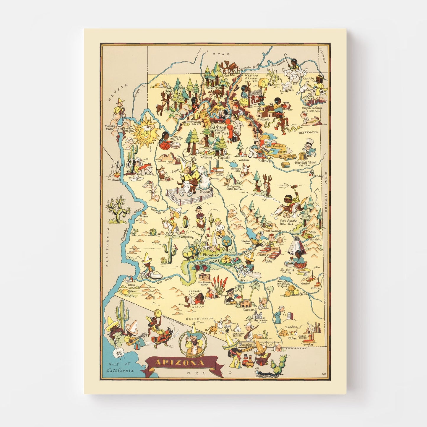 Vintage Map of Arizona 1935