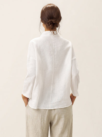 100% Linen Classic Side Neck Top CORA