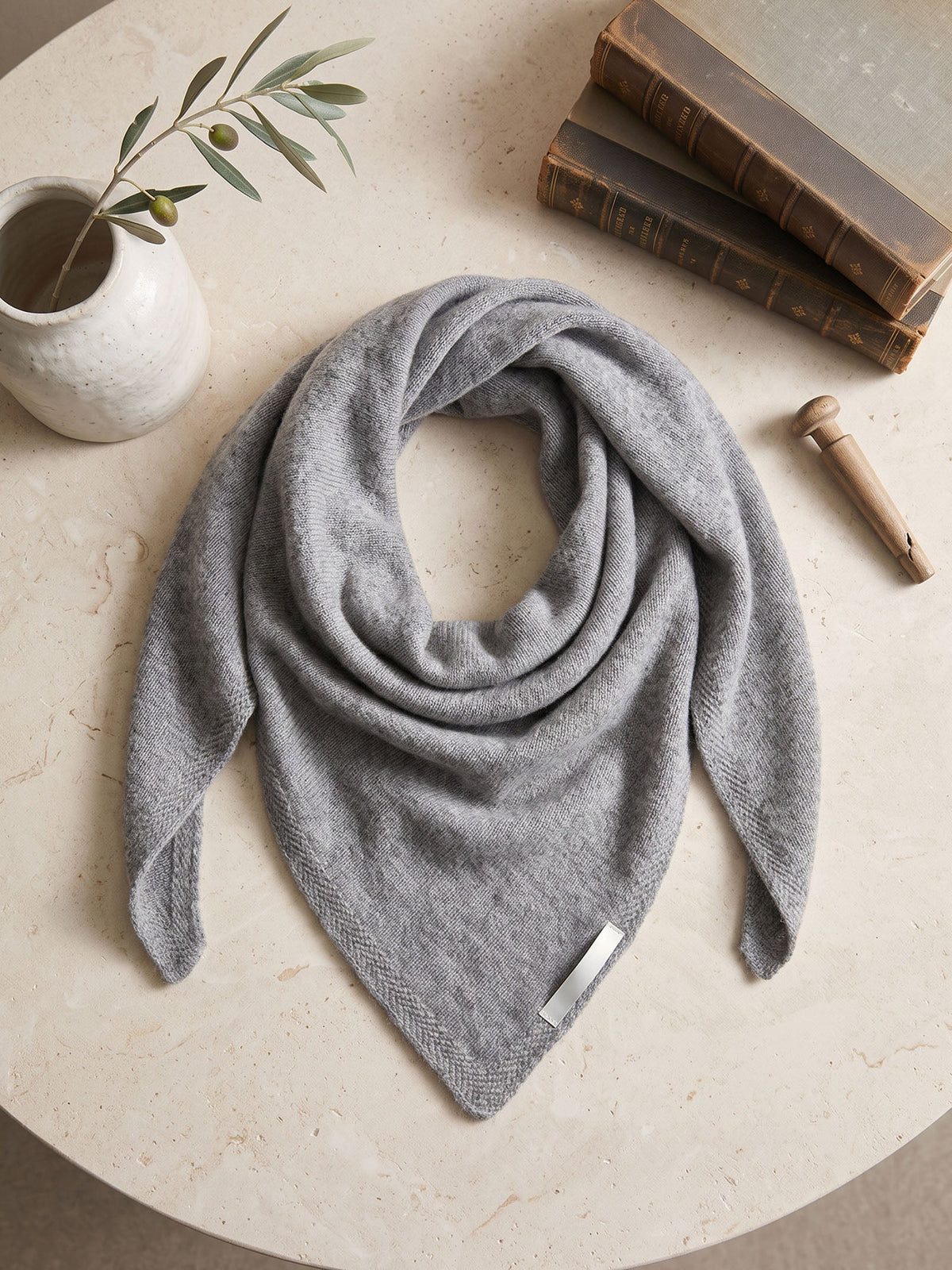 Wool Knitted Triangle Scarf