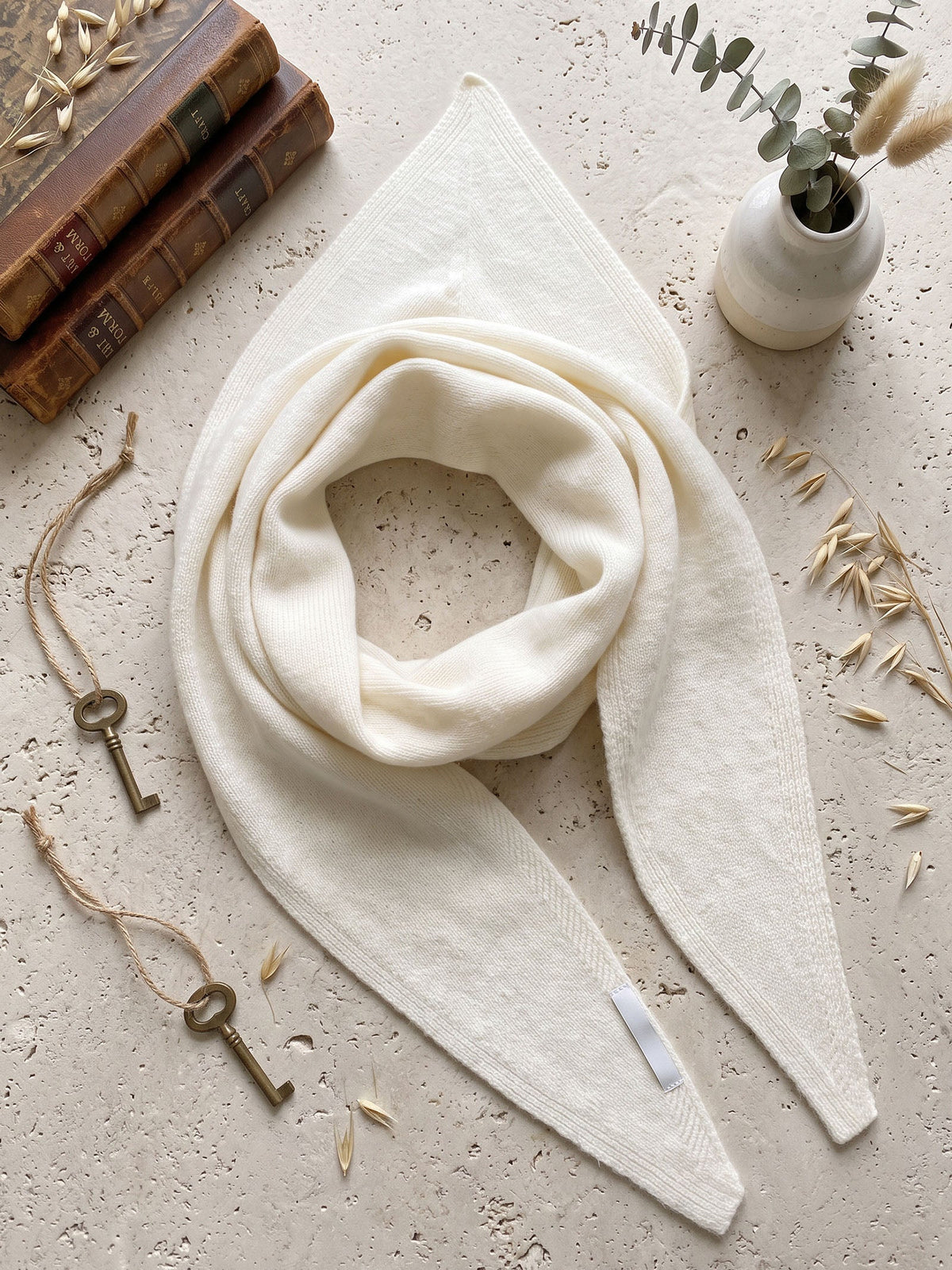 Wool Knitted Triangle Scarf