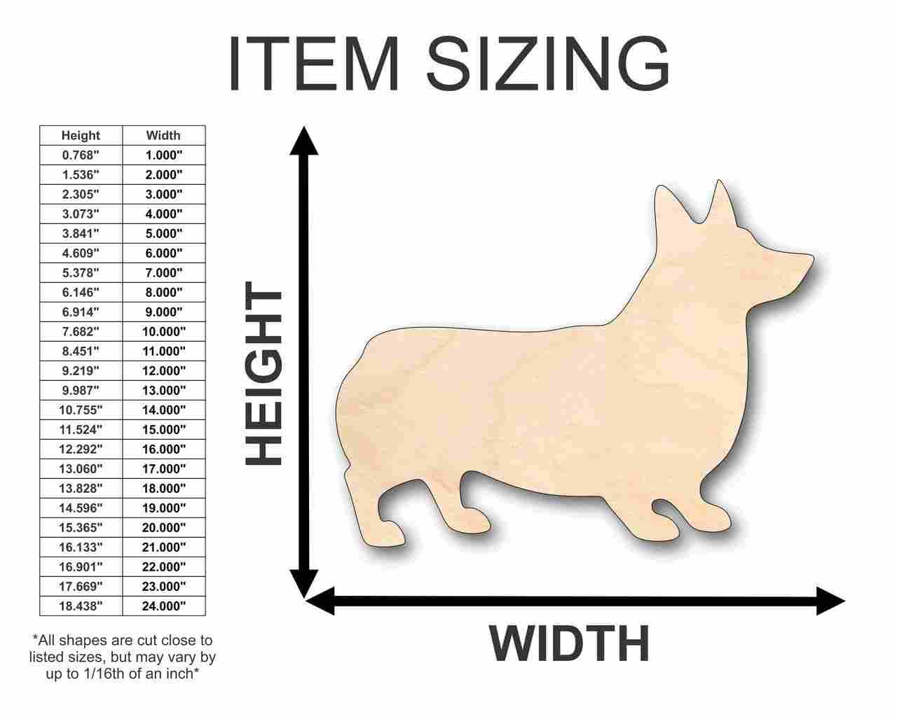 Unfinished Wood Corgi Dog Shape - Animal - Pet - Craft - up to 46" DIY