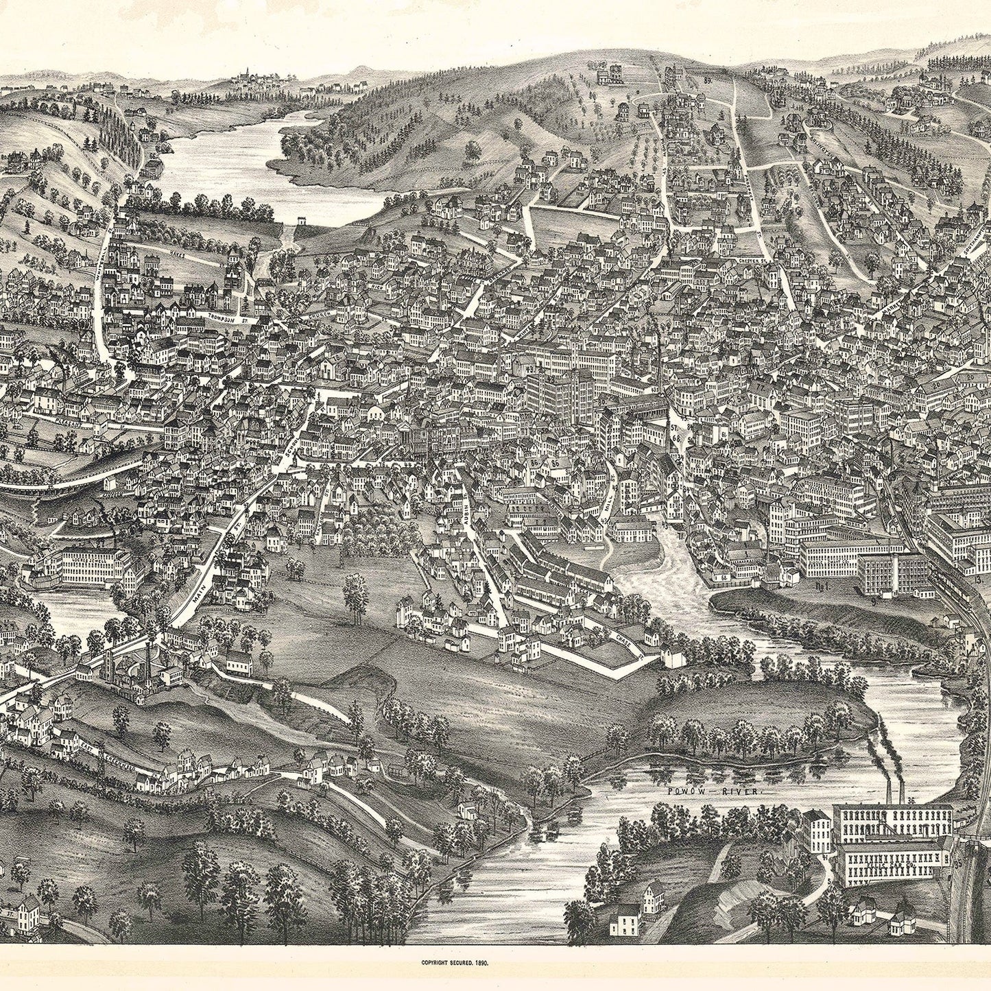 Vintage Map of Amesbury, Massachusetts 1890