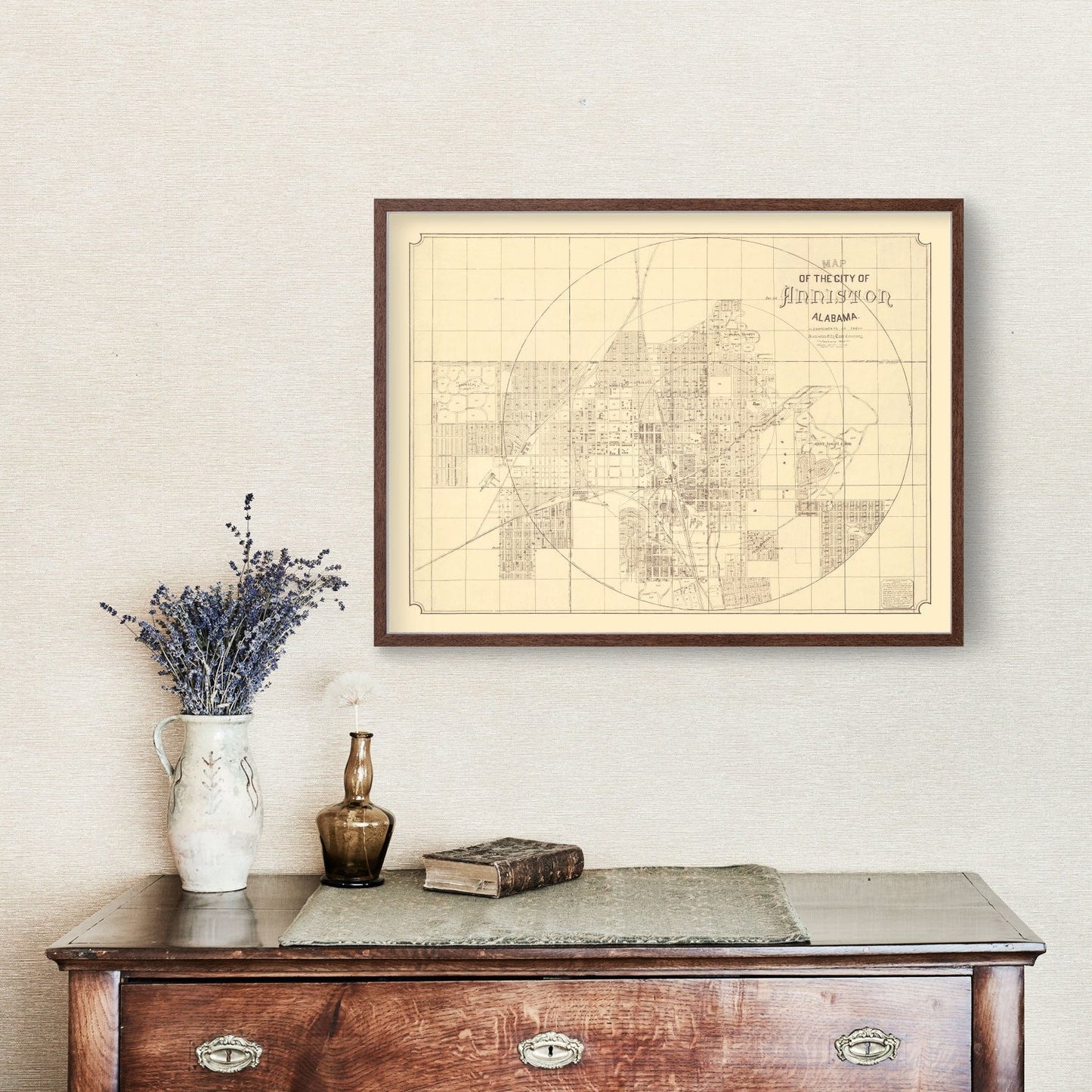 Vintage Map of Anniston, Alabama 1890