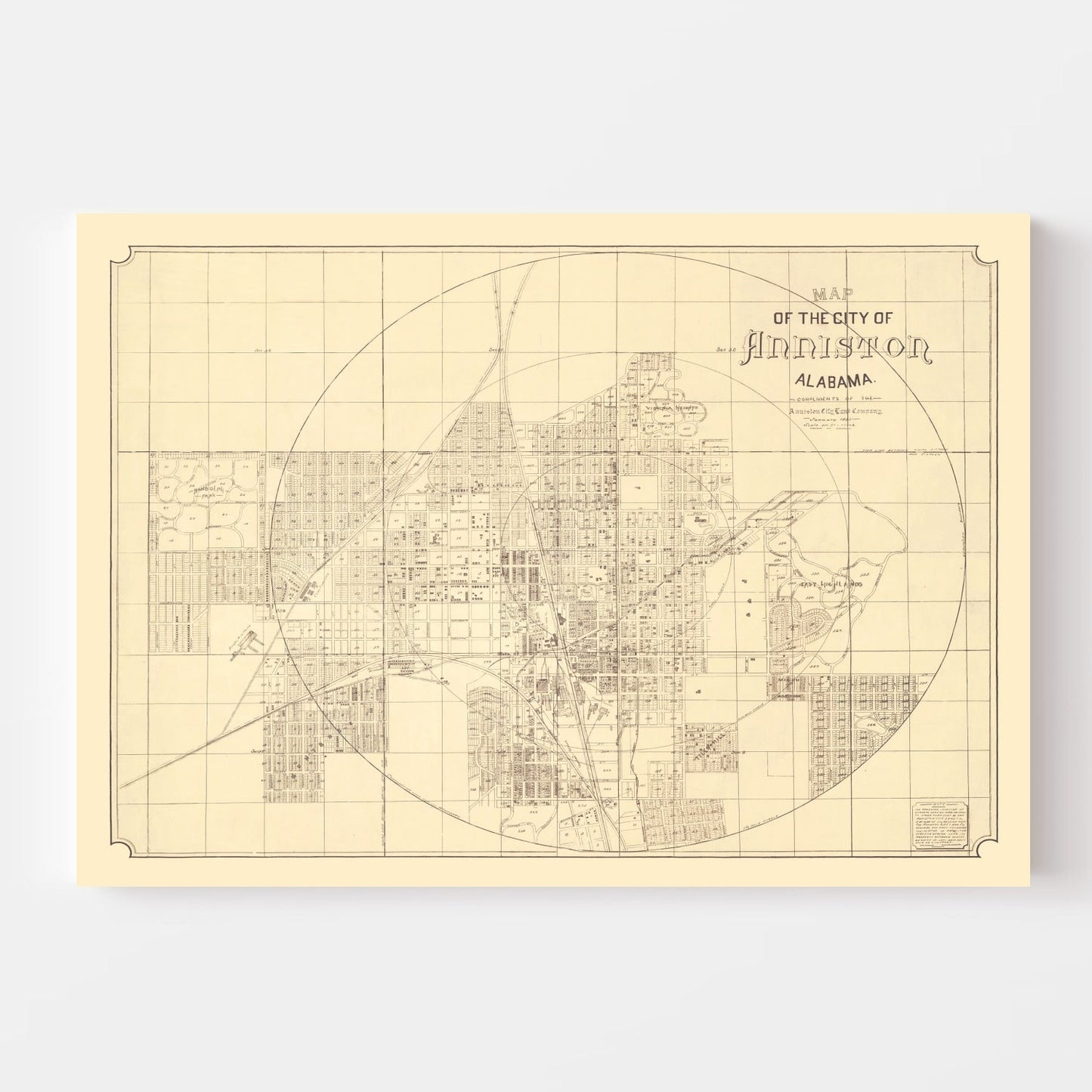 Vintage Map of Anniston, Alabama 1890