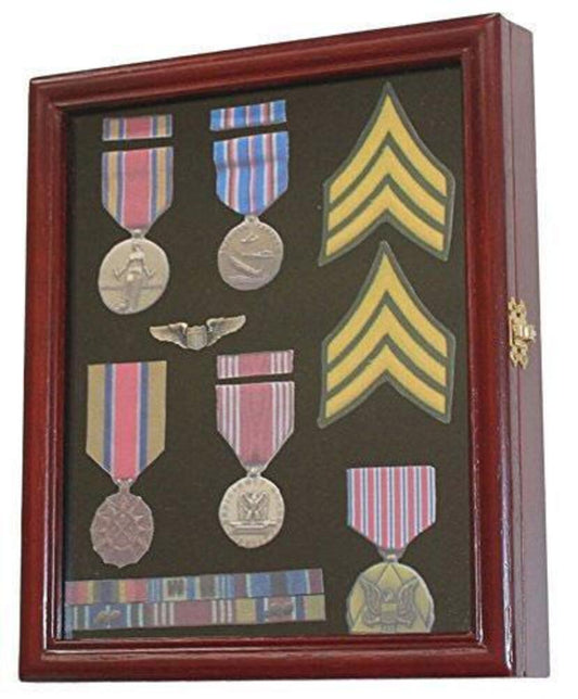 Flag Connections Display Case Cabinet Shadow Box for Military Medals, Pins etc.
