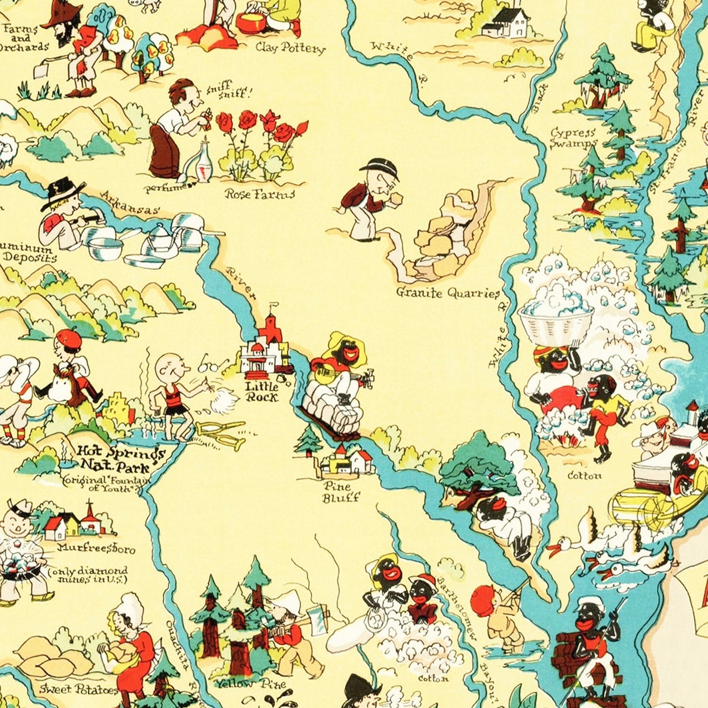 Vintage Map of Arkansas 1935
