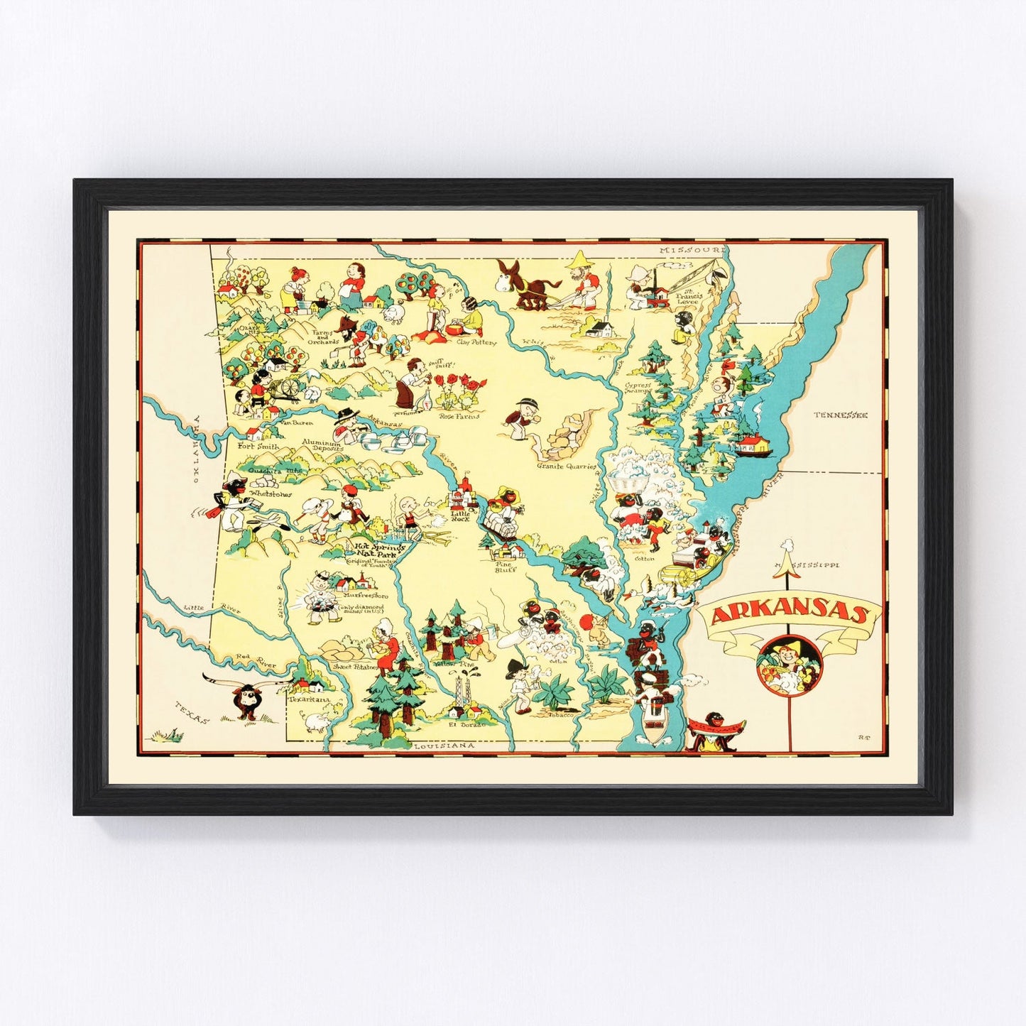Vintage Map of Arkansas 1935