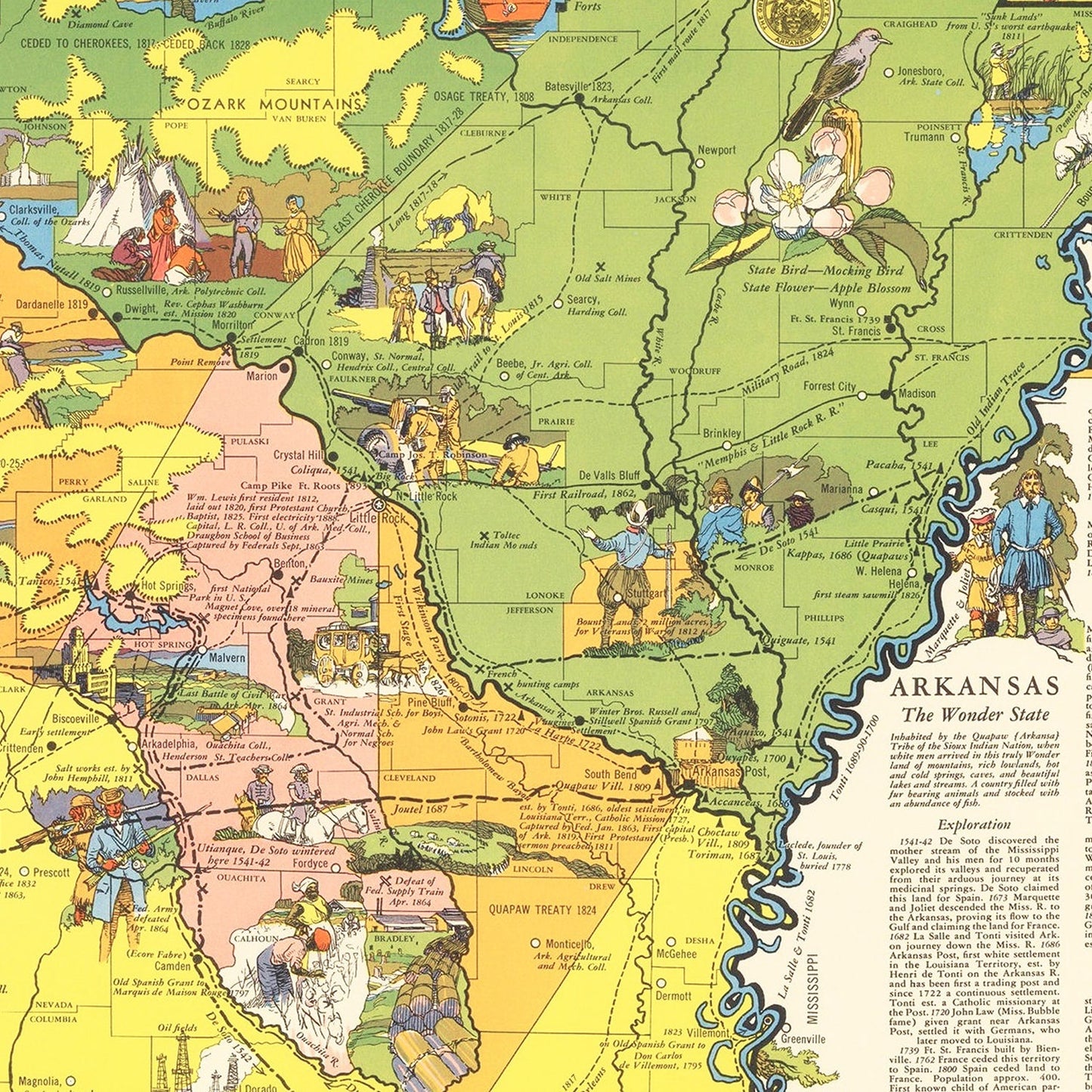 Vintage Map of Arkansas 1941