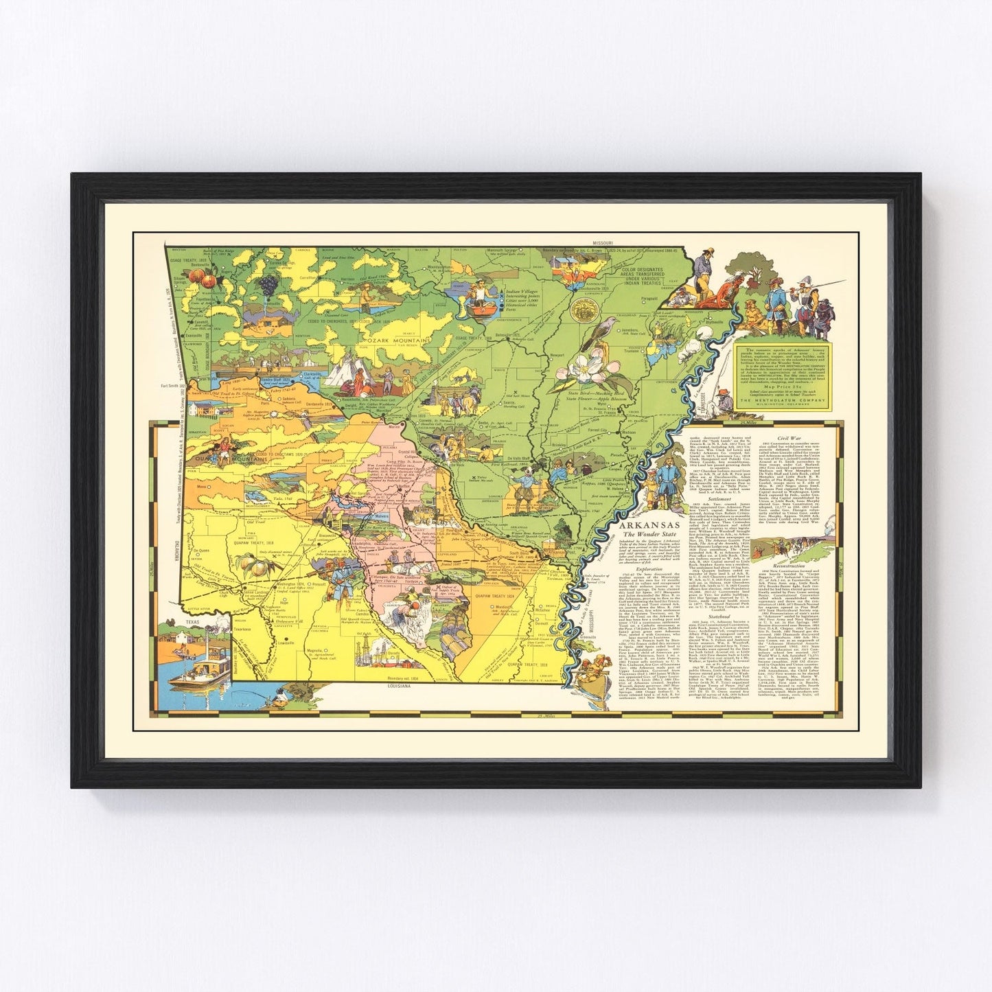 Vintage Map of Arkansas 1941