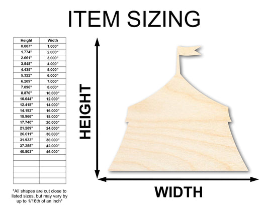 Unfinished Wood Circus Tent Shape | Fair | Craft Cutout | up to 46" DIY