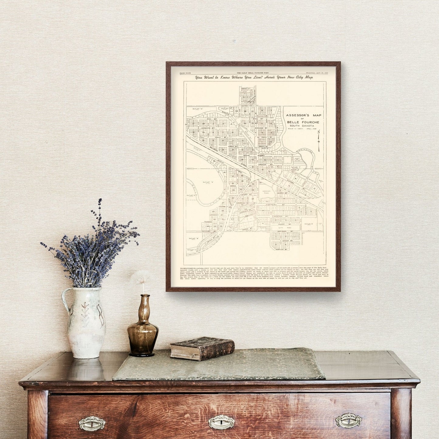 Vintage Map of Belle Fourche, South Dakota 1949