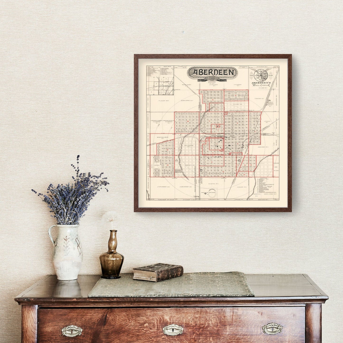 Vintage Map of Aberdeen, South Dakota 1888