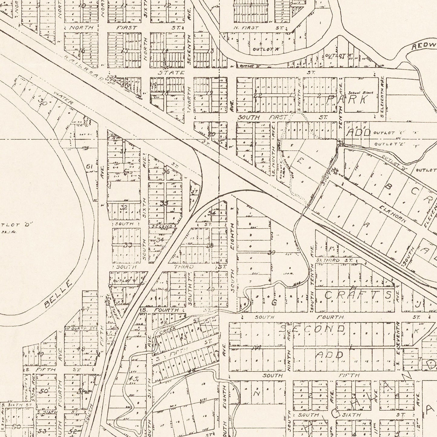 Vintage Map of Belle Fourche, South Dakota 1949
