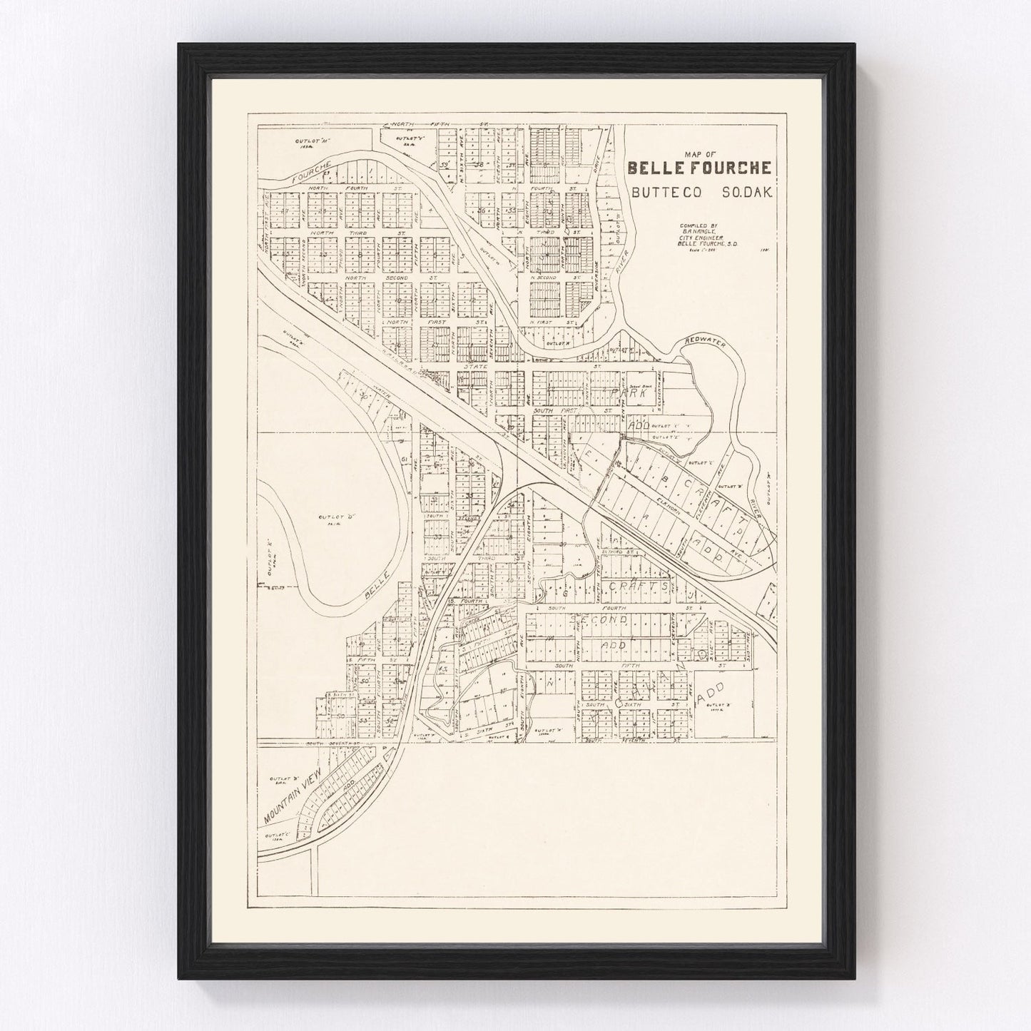 Vintage Map of Belle Fourche, South Dakota 1949