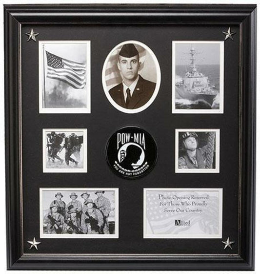 Flag Connections POW/MIA Medallion 7 Picture Collage Frame with Stars