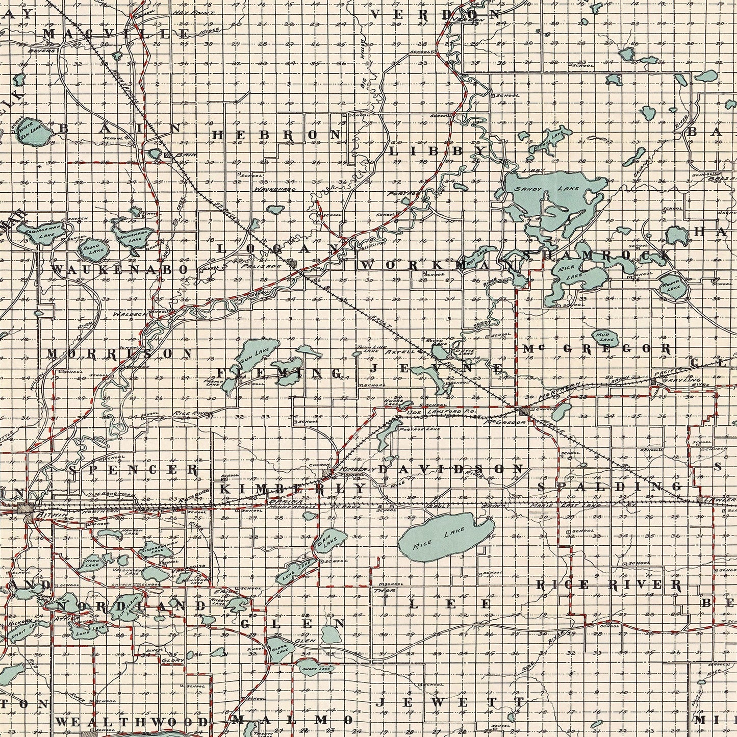 Vintage Map of Aitkin County, Minnesota 1914